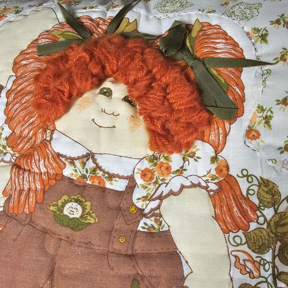 1983 Cabbage Patch Kids Handmade Applique Lace Ruffle Pillow Mushroom Cottage - Picture 3 of 9